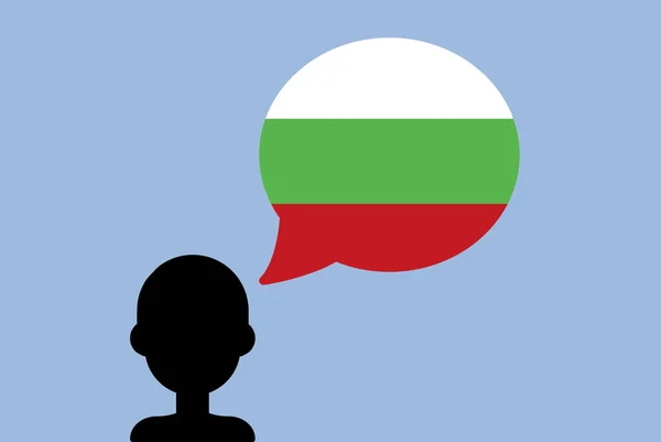 Флаг Болгарии Воздушным Шаром Силуэт Человека Флагом Страны Свобода Идея — стоковый вектор
