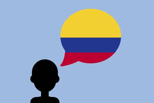 Kolumbianische Flagge Mit Sprechballon Silhouettenmann Mit Landesfahne Freiheits Und Unabhängigkeitsidee — Stockvektor