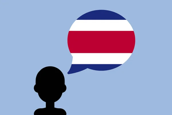 Costa Rica Flagge Mit Sprechballon Silhouette Mann Mit Landesfahne Freiheits — Stockvektor