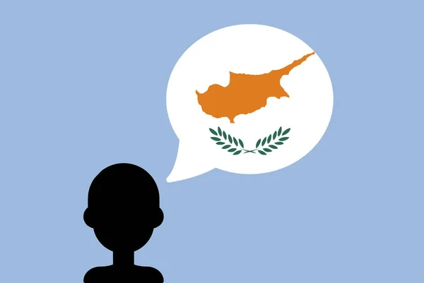 Ciprus Zászló Beszéd Léggömb Sziluett Férfi Ország Zászló Szabadság Függetlenség — Stock Vector
