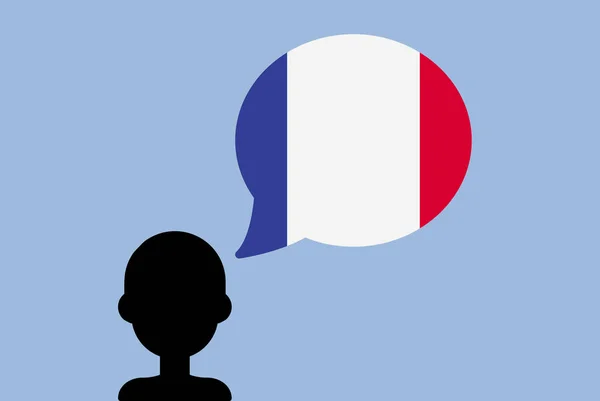 France Flag Speech Balloon Silhouette Man Country Flag Liberty Independence — Stock Vector