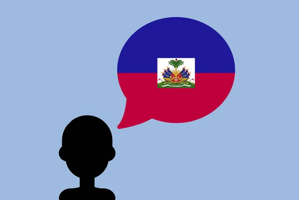 Haiti Flagga Med Tal Ballong Silhuett Man Med Land Flagga — Stock vektor