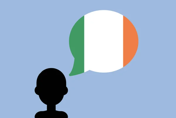 Irlanda Bandiera Con Palloncino Uomo Silhouette Con Bandiera Nazionale Idea — Vettoriale Stock