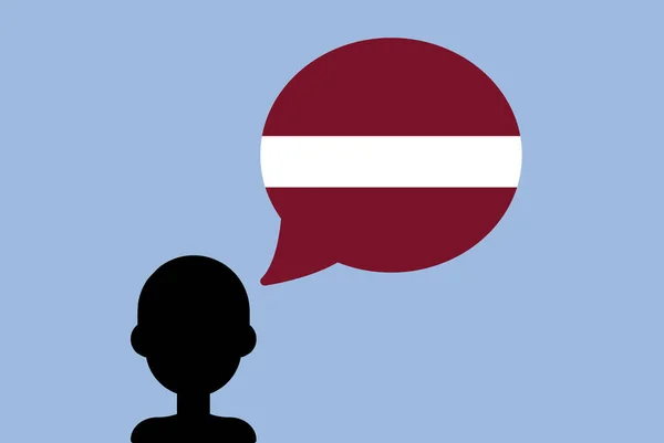 Latvia Flag Speech Balloon Silhouette Man Country Flag Liberty Independence — Stock Vector