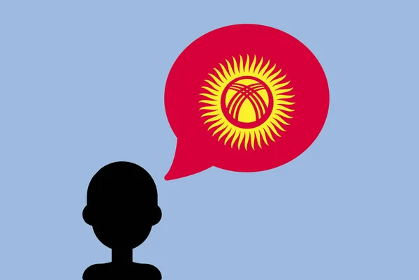 Kirgisische Flagge Mit Sprechballon Silhouettenmann Mit Landesflagge Freiheits Und Unabhängigkeitsidee — Stockvektor