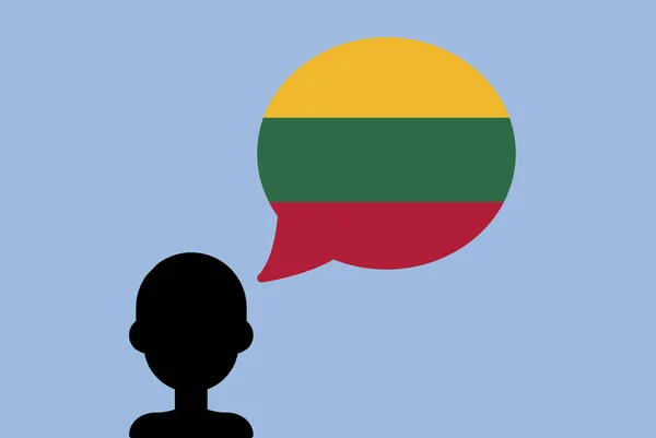 Litauische Flagge Mit Sprechballon Silhouette Mann Mit Landesfahne Freiheits Und — Stockvektor