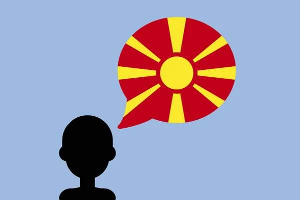 Mazedonien Flagge Mit Sprechballon Silhouette Mann Mit Landesflagge Freiheits Und — Stockvektor