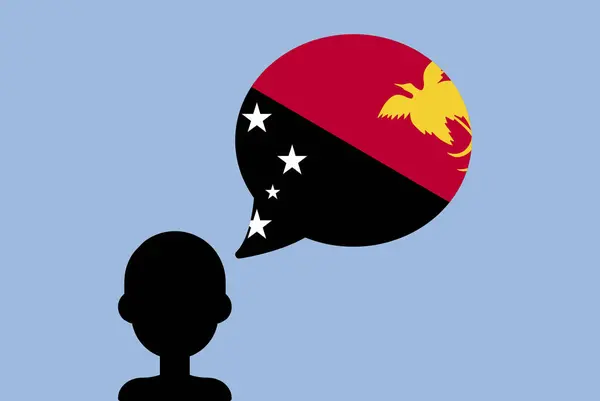 Papua Neuguinea Flagge Mit Sprechballon Silhouette Mann Mit Landesflagge Freiheits — Stockvektor