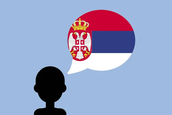 Szerbia Zászló Beszéd Léggömbbel Sziluett Ember Ország Zászló Szabadság Függetlenség — Stock Vector