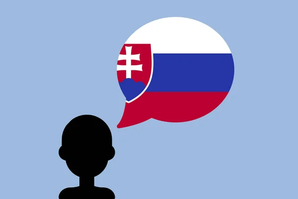 Slovakia Flag Speech Balloon Silhouette Man Country Flag Liberty Independence — Stock Vector