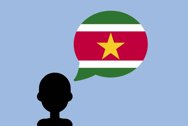 Suriname Flagge Mit Sprechballon Silhouette Mann Mit Landesfahne Freiheits Und — Stockvektor