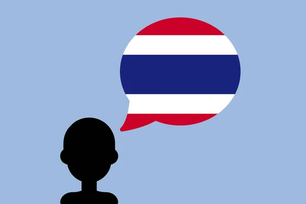 Thailand Flagge Mit Sprechballon Silhouette Mann Mit Landesfahne Freiheits Und — Stockvektor