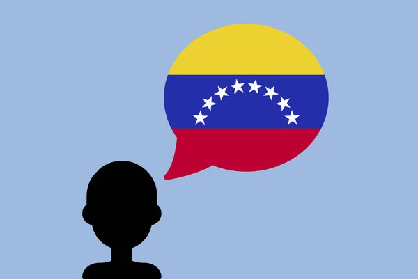 Venezuela Flagge Mit Sprechballon Silhouette Mann Mit Landesflagge Freiheits Und — Stockvektor