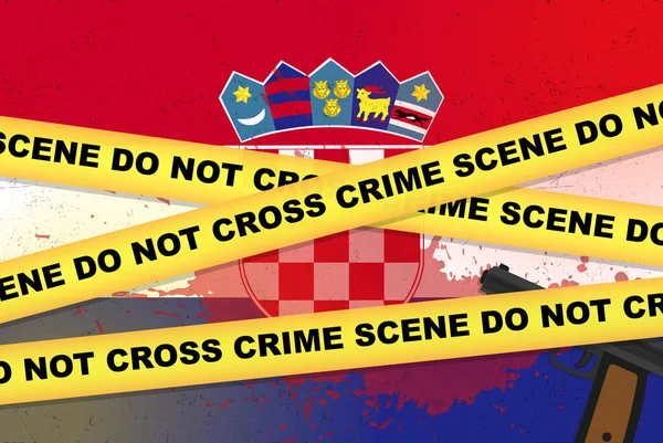Croácia Bandeira Vetor Ataque Armado Tiro Conceito Notícia Assalto Armado — Vetor de Stock