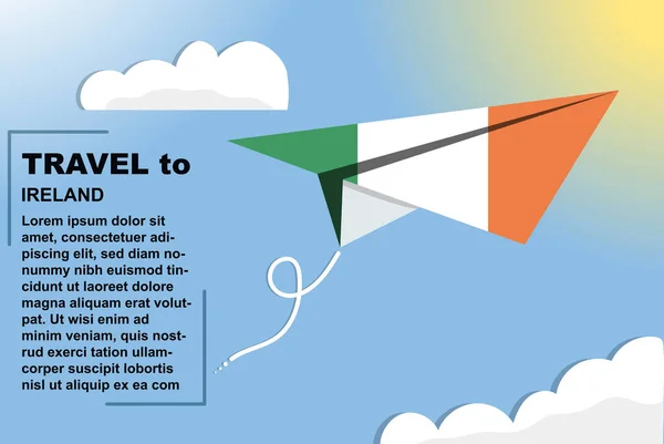 Irlanda Banner Vetor Viagem Com Bandeira Papel Espaço Texto Bandeira —  Vetores de Stock