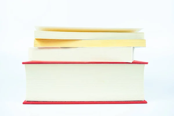 Boeken Geïsoleerd Witte Achtergrond School Concept Leren Zoeken Idee Front — Stockfoto