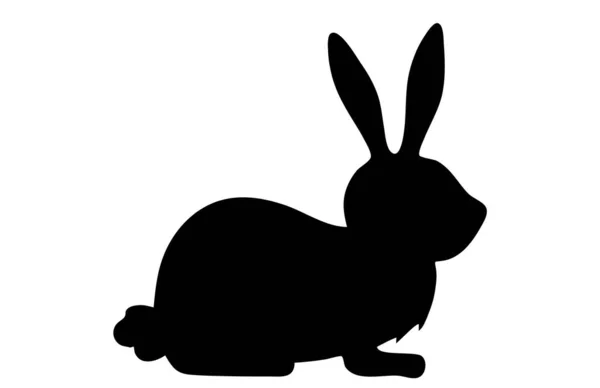 Standing Rabbit Silhouette Vector Isolated White Background Bunny Icon Idea — Stock Vector
