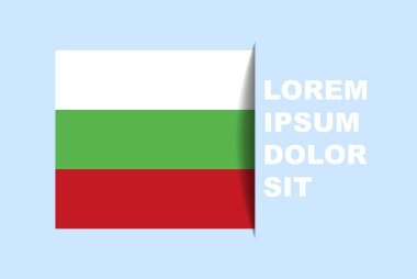 Bulgaristan 'ın yarısı kopya alanına sahip bayrak vektörü, gölge tarzı, yatay kaydırma efektli ülke bayrağı, Bulgaristan ikon tasarım varlığı, metin alanı, basit düz tasarım