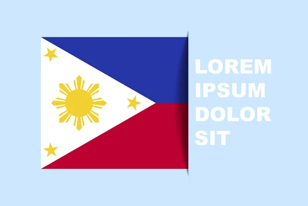 Halb Philippinen Flaggenvektor Mit Kopierraum Länderflagge Mit Schattenstil Horizontaler Folieneffekt — Stockvektor