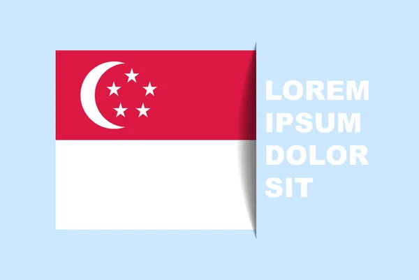 절반의 싱가포르 플래그 벡터에 그림자 스타일 컨트리 플래그 슬라이드 싱가포르 — 스톡 벡터