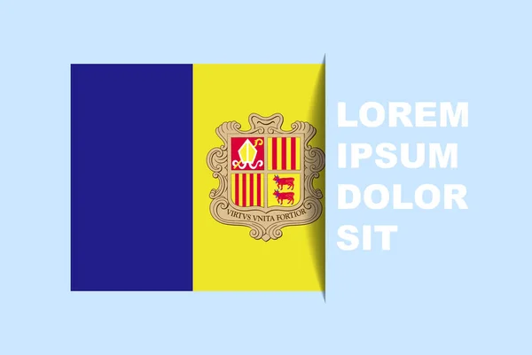 Hälften Andorra Flagga Vektor Med Kopieringsutrymme Land Flagga Med Skugga — Stock vektor