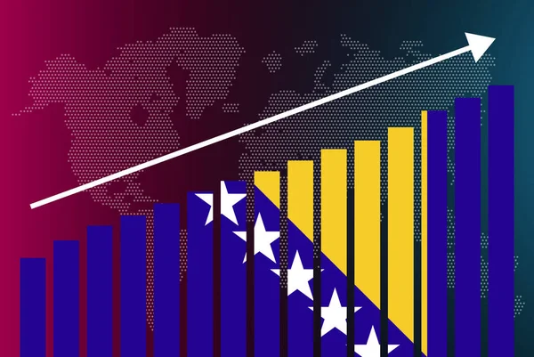 Bosnien Balkendiagramm Steigende Werte Konzept Für Länderstatistiken Bosnien Flagge Auf — Stockvektor