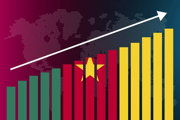 Kamerun Balkendiagramm Steigende Werte Konzept Für Länderstatistiken Kamerun Länderfahne Auf — Stockvektor