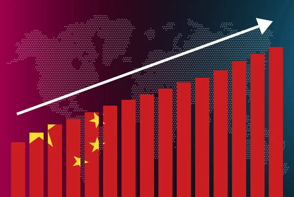 Graphique Barres Chine Valeurs Croissantes Concept Statistiques Par Pays Drapeau — Image vectorielle