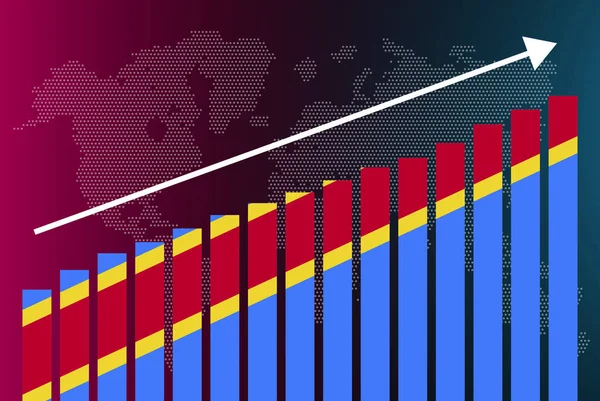 Kongo Demotratische Republik Balkendiagramm Steigende Werte Konzept Länderstatistiken Kongo Demotratische — Stockvektor