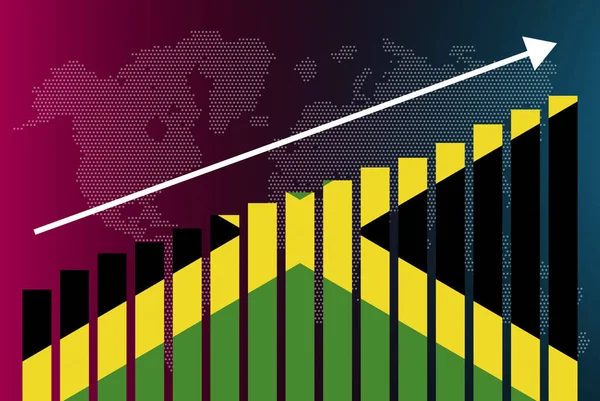 Jamaika Balkendiagramm Steigende Werte Länderstatistik Konzept Jamaika Flagge Auf Balkendiagramm — Stockvektor