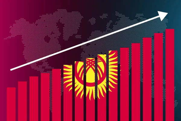 Kirgizië Staafdiagram Grafiek Toenemende Waarden Land Statistiek Concept Kirgizië Land — Stockvector