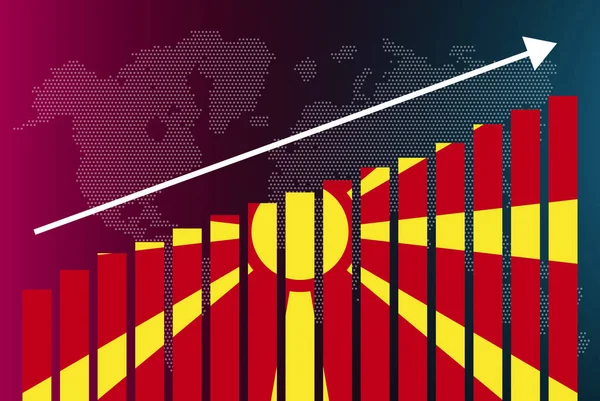 Mazedonien Balkendiagramm Steigende Werte Konzept Für Länderstatistiken Mazedonien Länderfahne Auf — Stockvektor