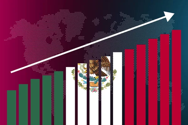 Mexiko Balkendiagramm Steigende Werte Konzept Für Länderstatistiken Mexiko Flagge Auf — Stockvektor