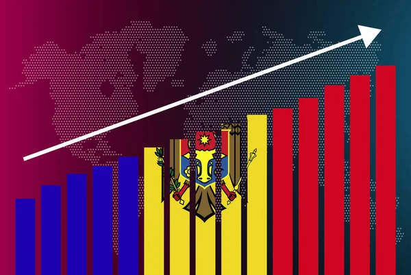 Gráfico Gráfico Gráfico Barras Moldávia Valores Crescentes Conceito Estatísticas País — Vetor de Stock