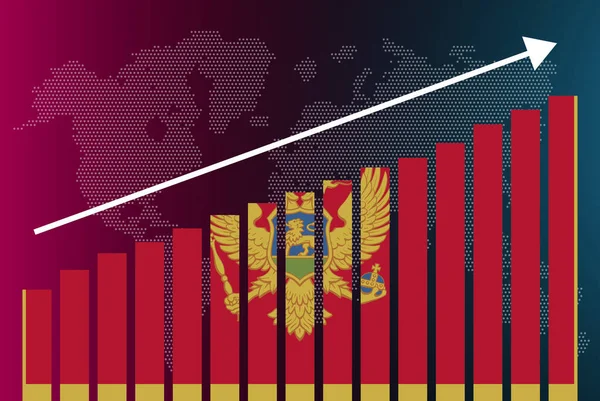 Montenegro Staafdiagram Grafiek Toenemende Waarden Land Statistieken Concept Montenegro Land — Stockvector