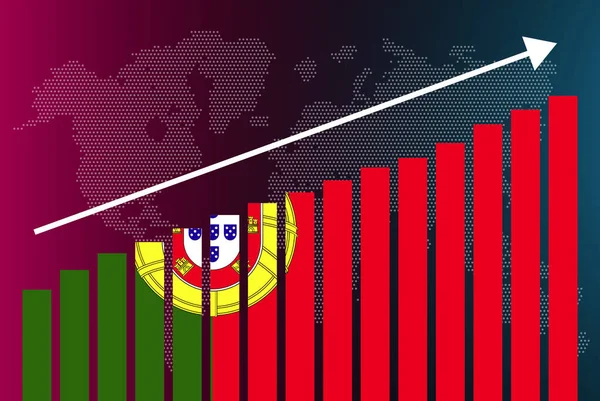 Portugal Balkendiagramm Steigende Werte Konzept Für Länderstatistiken Portugal Länderfahne Auf — Stockvektor