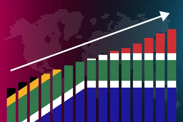 Südafrika Balkendiagramm Steigende Werte Konzept Länderstatistiken Südafrika Länderfahne Auf Balkendiagramm — Stockvektor