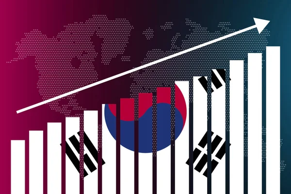 Штрих График Южной Кореи Увеличение Значений Концепция Статистики Стран Флаг — стоковый вектор