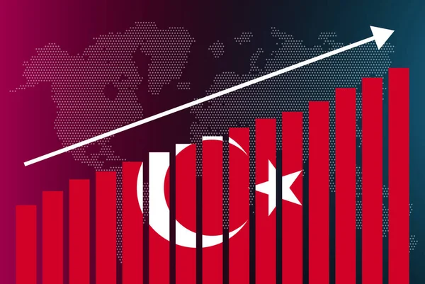 Türkei Balkendiagramm Steigende Werte Konzept Für Länderstatistiken Türkei Flagge Auf — Stockvektor