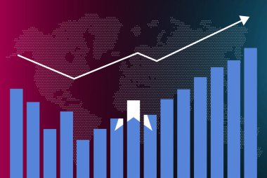İnişli çıkışlı Somali bar grafiği, artan değerler, ölçü çubuğundaki Somali bayrağı, yükselen veri okları, haber afişi fikri, gelişmekte olan ülke kavramı