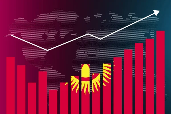 Kirgisistan Balkendiagramm Mit Höhen Und Tiefen Steigende Werte Kirgisistan Länderfahne — Stockvektor