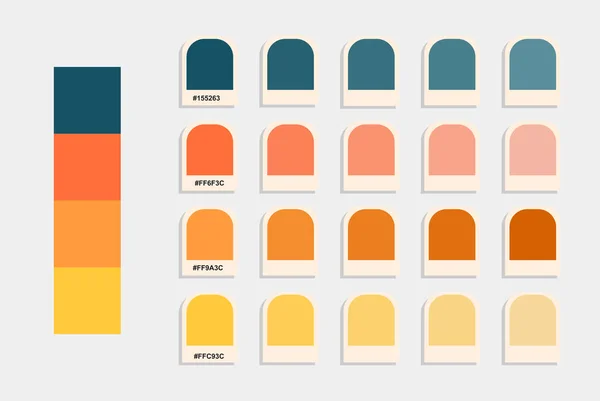 Blue Orange Yellow Color Palette Vector Sunset Colors Catalog Design — Stock Vector