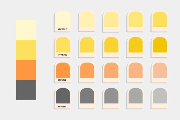 Creme Gelb Orange Grau Farbpalette Vektor Sonnenuntergang Farben Katalog Design — Stockvektor