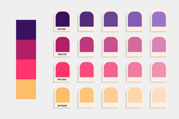 Purple Pink Yellow Color Palette Vector Sunset Colors Catalog Design — Stock Vector