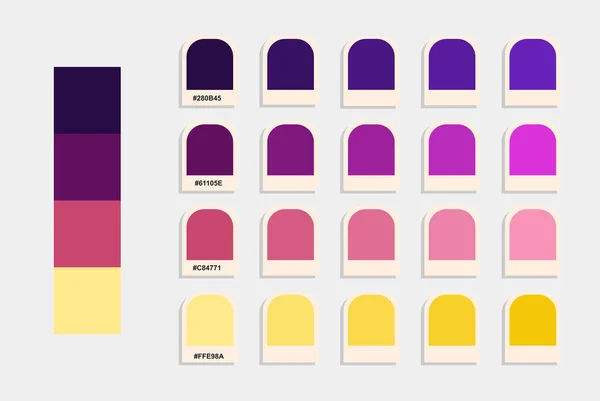 Purple Yellow Color Palette Vector Sunset Colors Catalog Design Edit — Stock Vector