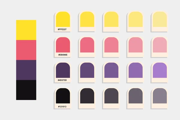Yellow Pink Purple Black Color Palette Vector Sunset Colors Catalog — Stock Vector