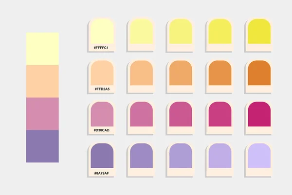 Yellow Purple Blue Color Palette Vector Sunset Colors Catalog Design — Stock Vector