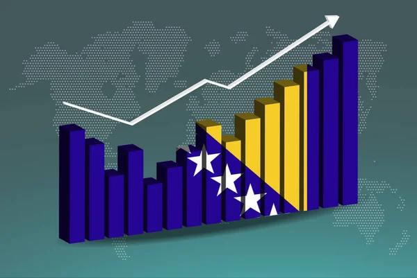Gráfico Gráfico Barras Bosnia Con Altibajos Valores Crecientes Bandera Del — Vector de stock
