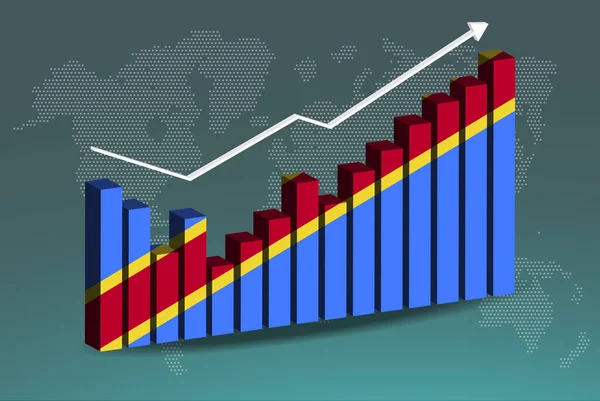 Kongo Demotratická Republika Sloupcový Graf Vzestupy Pády Rostoucí Hodnoty Kongo — Stockový vektor