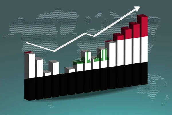 Gráfico Gráfico Gráfico Barras Iraque Com Altos Baixos Aumentando Valores — Vetor de Stock